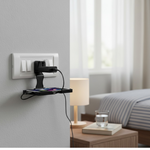 Detailed view of the foldable mechanism on the PHOBIA black mobile charging wall holder.