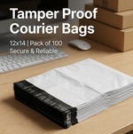 Backside of a tamper proof courier bag highlighting its security features.