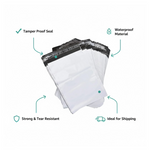 Stack of plain tamper proof courier bags ready for secure shipments.