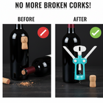 Close-up of the winged Waiter Corkscrew in action, uncorking a wine bottle.