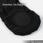 Close-up of cushioned zones on no-show liner socks for pressure relief