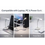 Person using the Portable USB Fan and light with a laptop.