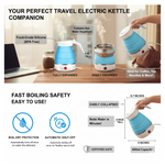 Silicone electric kettle with its handle and spout for easy pouring.