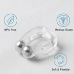 Side view of the reusable anti-snore nose clip, highlighting its ergonomic design.