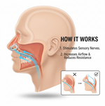 Close-up shot of the soft silicone anti-snore nose clip for comfortable nasal fit.