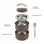 Side view showcasing the two separate compartments of this versatile 2-layer lunch box.
