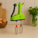 Close-up of the Quickslice Hand Blender's durable stainless steel blades.