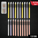 Clear plastic round box containing multiple soft plastic toothbrushes, ideal for travel and organized storage.