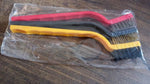 Full view of the 3-piece mini wire brush set, ready for various cleaning applications.