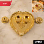 Elegant kumkum holder pack with twin compartments and beaded gold finish