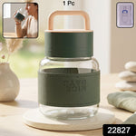 Pack of glass water bottles with leather sleeves for travel and office use