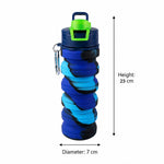 Travel-friendly collapsible silicone water bottle with white background