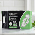 Product close-up of sanitary pads in hand