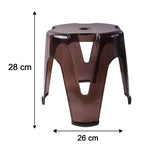 Size guide for plastic sitting stool in various dimensions