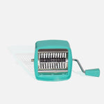 Versatile food chopper featuring a clear container for collecting chopped ingredients.