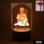 Close-up of 3D Lord Hanuman Frame with glowing LED for spiritual home decor
