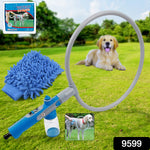 Close-up of the ring-shaped Pet Shower Sprayer head with a microfiber glove.