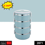 Durable stainless steel tiffin box with four compartments.
