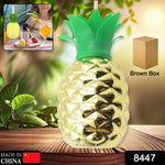 Side profile of a vibrant yellow pineapple cup, showcasing its textured design.