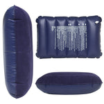 Soft blue inflatable pillow for travel, ready to provide comfort on the go.