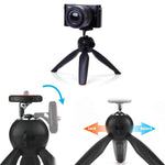 Side view of the portable mini tripod showing its sturdy design and non-slip feet.