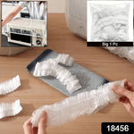 A large dining table covered with a clear disposable furniture protector.