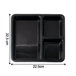 Durable plastic serving tray featuring raised rim to minimize spills