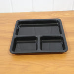 Black plastic 3-compartment serving tray for organized meals