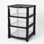 Free-standing transparent drawer organizer with flat top surface