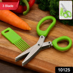 3-blade multipurpose kitchen scissors chopping fresh herbs and vegetables quickly