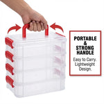 Transparent 4-layer plastic storage box for beads, tools, and sewing items