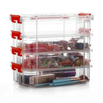 Modular 4-layer plastic organizer container with handle for easy portability