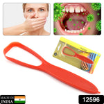 Close-up of the MintGuard plastic tongue scraper designed for effective bacteria removal.