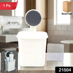 Sleek wall mounted toothbrush holder fixed on bathroom tile wall for organized space.