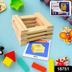 Full set of Wooden Pattern Puzzle pieces and pattern cards laid out on a table.