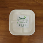 Live use of sturdy compostable bagasse plate with separate meal compartments