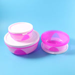 Set of stackable plastic storage box set with lids for kitchen use