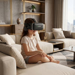 Close-up of the VR Headset lenses with adjustable pupil distance.