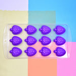 Side view of the easy-to-use silicone fruit ice cube tray.