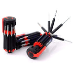 The BoltForce Multi-Function Screwdriver Kit showcasing its built-in torch light.