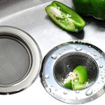 Detailed view of the sink strainer's fine mesh design for effective clog prevention.