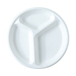 Stackable natural off-white compostable dinner plate with compartments