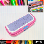 Colorful kids' cartoon pencil case featuring a fun print and two compartments.