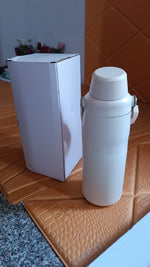 Cream Glimmer insulated stainless steel water bottle front view, 500 ML capacity and stylish design