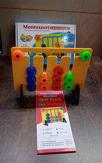 Montessori Slide Puzzle set in its compact, travel-friendly packaging and storage box.