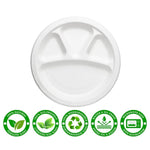 Disposable 4 section food serving plate ideal for home dining and catering