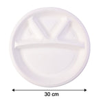 Dimension details of 4 compartment multi-section disposable food plate