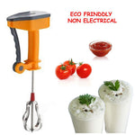 Close-up view of the Power Free Hand Blender's durable stainless steel blade.