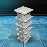Front view of the Organivo 6-layer foldable shoe rack, ready for use.