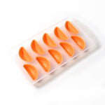 Easy-release silicone tray filled with bright fruit ice cubes.